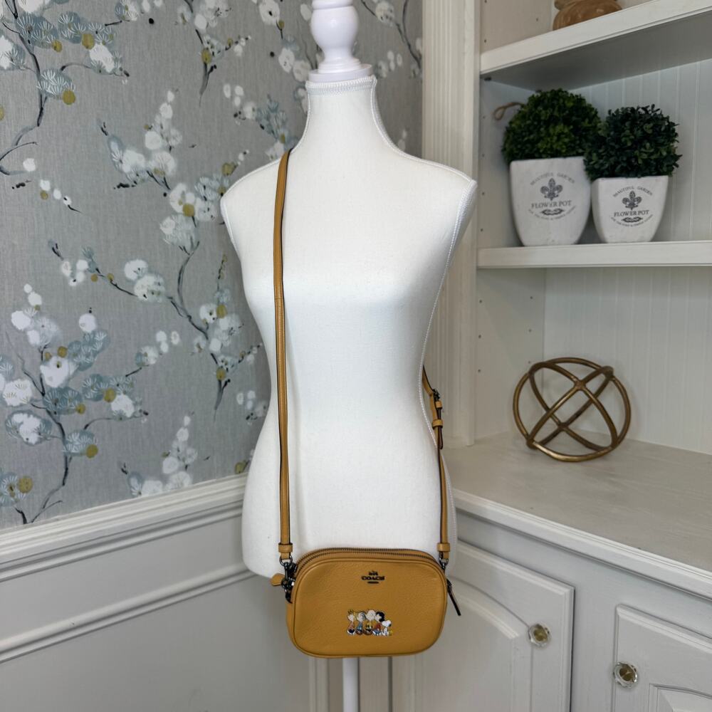 COACH Peanuts Characters Yellow Leather Crossbody Handbag